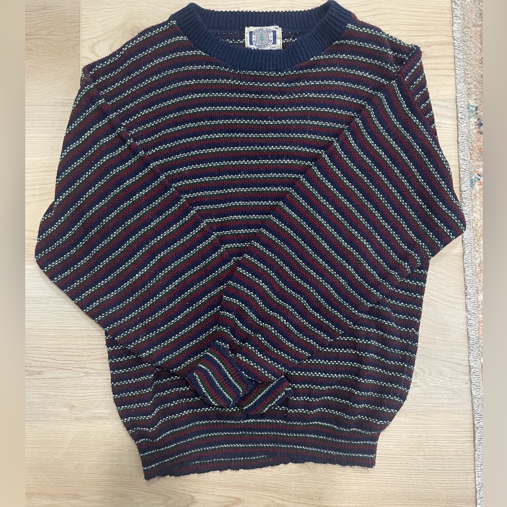 Vintage Poplar Classics grandpa blue red green sweater